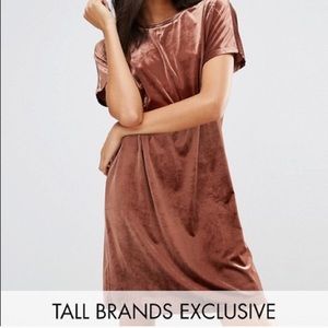ONE DAY brown velvet shift dress